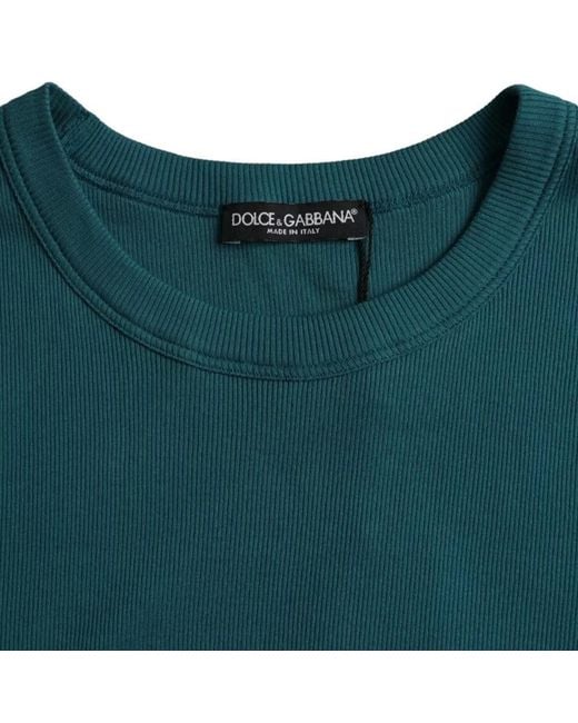 Dolce & Gabbana Green Cotton Round Neck Short Sleeves T-Shirt for men