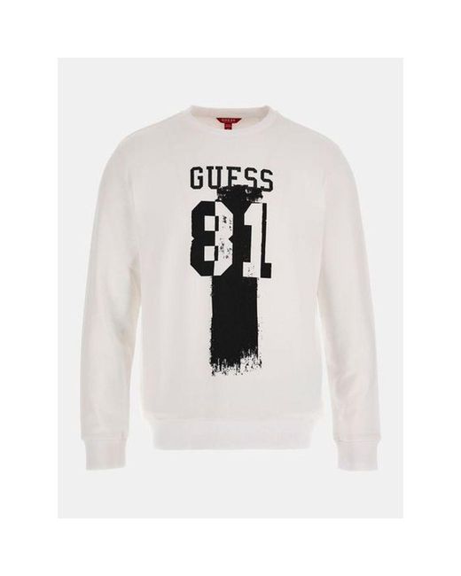 Guess White Cotton Sweatshirt for men