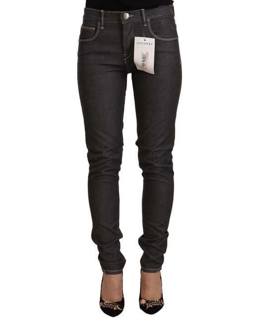 Acht Black Low Waist Skinny Denim Slim Fit Jeans Cotton