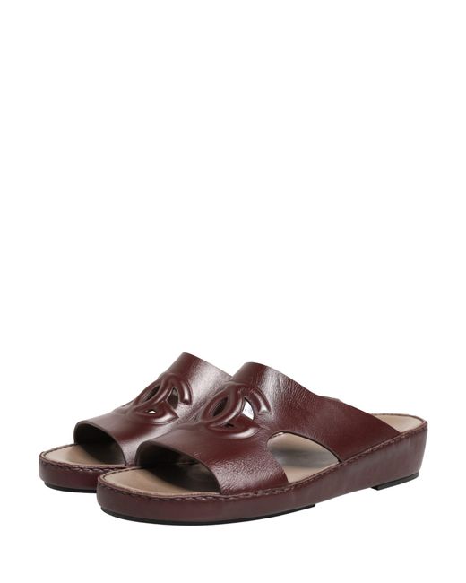 Dolce & Gabbana Brown Maroon Leather Cutout Dg Logo Sandals Shoes