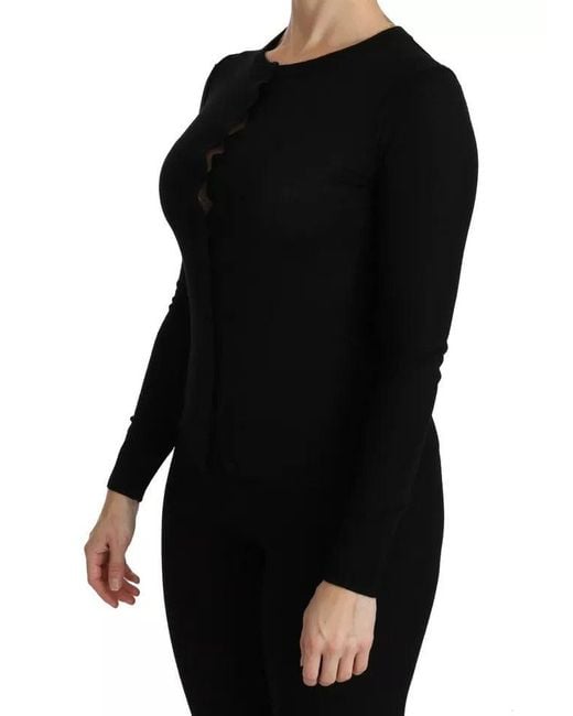 Dolce & Gabbana Black Virgin Wool Long Sleeve Blouse Top