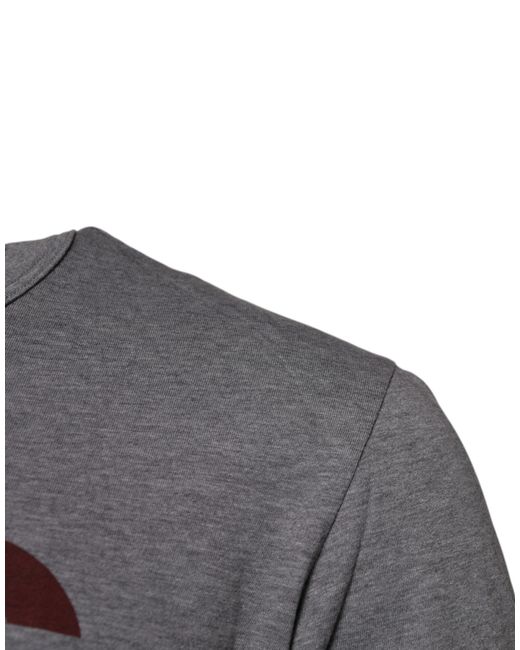 Dolce & Gabbana Gray Logo Print Cotton Crew Neck T-Shirt for men