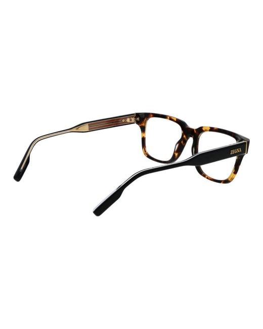 Zegna Black Brown Acetate Glasses (frames) for men