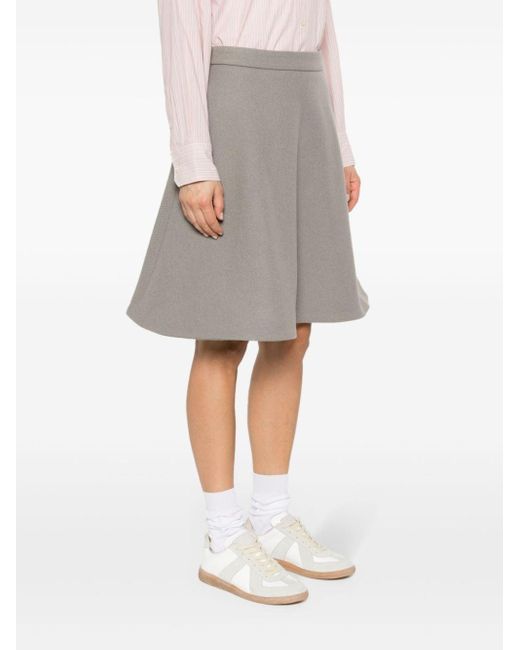 AMI Gray Knitted Midi Skirt