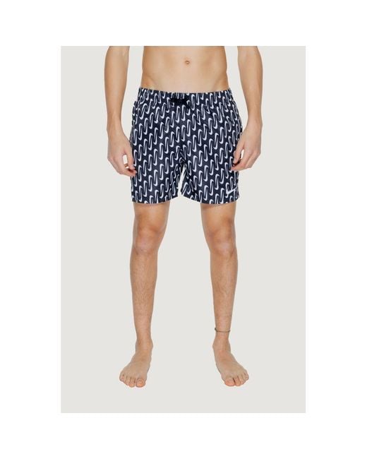 Nike Blue Black Polyester Swim Shorts for men