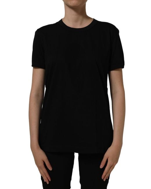 Dolce & Gabbana Black Cotton Crew Neck Short Sleeves T