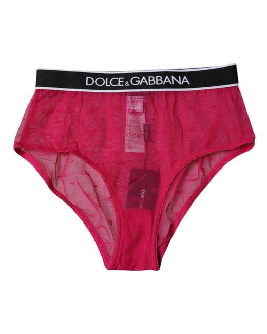 Dolce & Gabbana Pink Fuchsia Tulle Nylon Mid Waist Panty Underwear