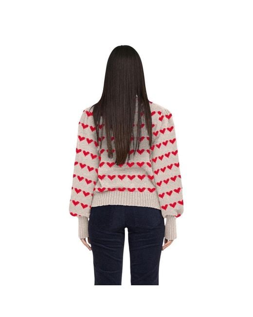 Jacqueline De Yong Red Beige Polyester Sweatshirt