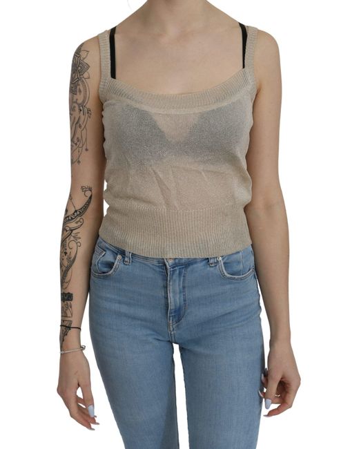 Byblos Blue Elegant Sleeveless Spaghetti Strap Tank