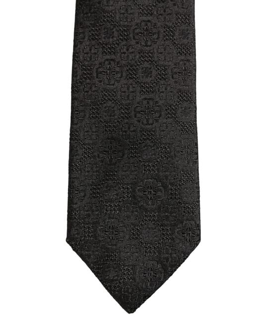 Dolce & Gabbana Men Black Silk Geometric Adjustable Tied Necktie Tie for men