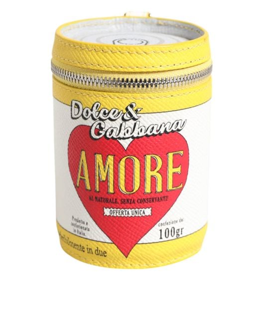 Dolce & Gabbana Gray Amore Leather Multicolor Bag Charm Coin Case Keychain Keyring