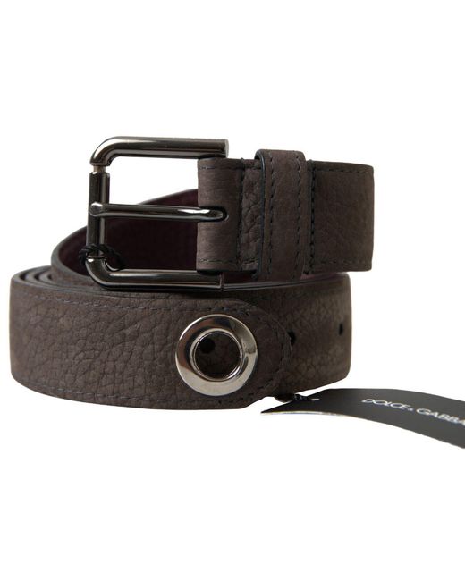 Dolce & Gabbana Black Brown Leather Metal Bucklecintura Belt for men