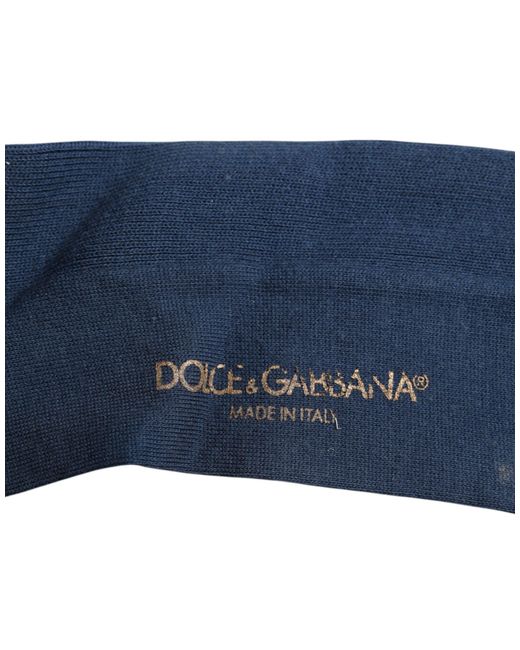 Dolce & Gabbana Blue Cotton Dg Logo Over The Calf Socks for men