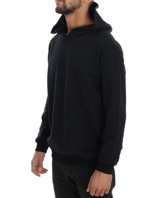 Daniele Alessandrini Blue Black Gym Casual Hooded Cotton Sweater for men