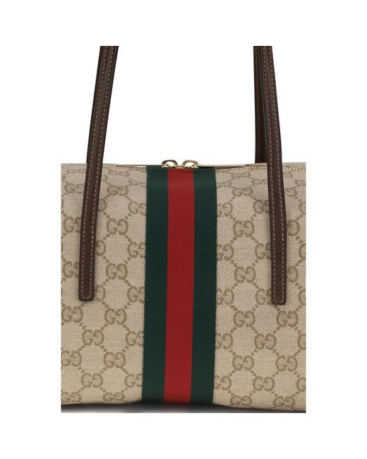 Gucci Gray Beige Cotton Handbag