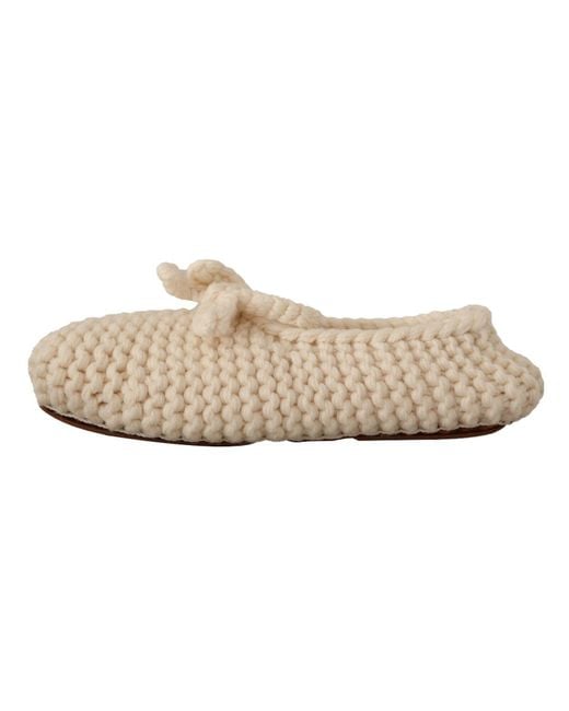 Dolce & Gabbana Black Slip On Ballerina Flats Wool Knit Shoes