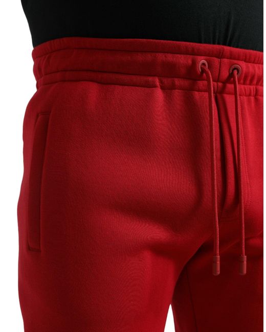 Dolce & Gabbana Red Cotton Blend Skinny Jogger Pants for men