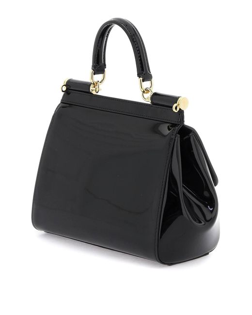 Dolce & Gabbana Black Patent Leather 'sicily' Handbag
