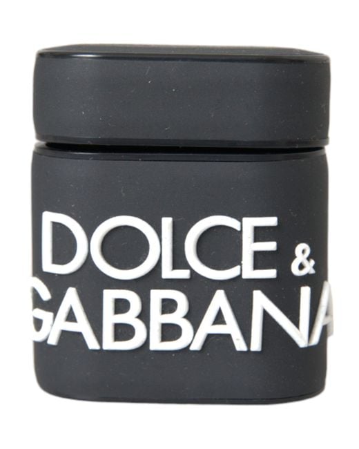 Dolce & Gabbana Black Silicone Embossed Logo Airpods Case