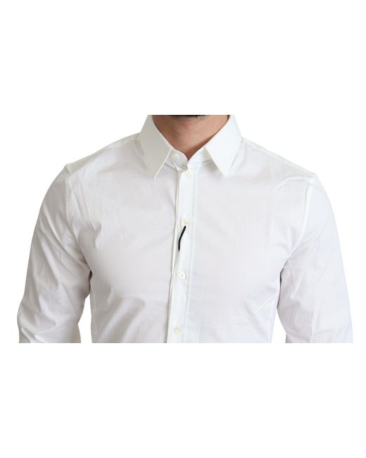 Dolce & Gabbana White Elegant Cotton Stretch Dress Shirt for men