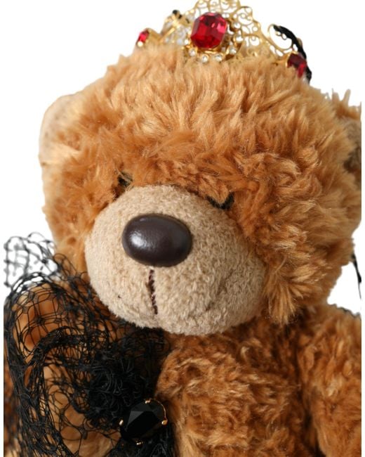 Dolce & Gabbana Brown Teddy Bear Crystal Crown Hair Band Diadem