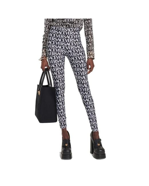 Versace Black Elastane Leggings