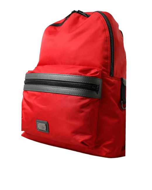 Dolce & Gabbana Red Elegant Nylon-Leather Backpack for men
