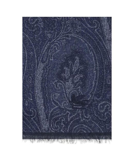 Etro Blue Paisley Scarf for men