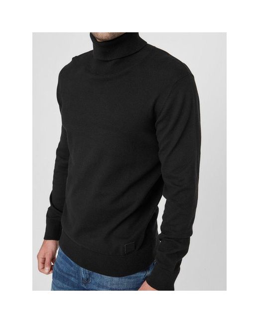 Guess Black Cotton Turtleneck for men