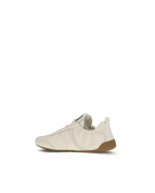 Chloé White Beige Fabric Athletic Sneakers