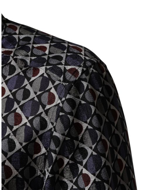 Dolce & Gabbana Black Patterned Collared Dress Shirt Silk for men