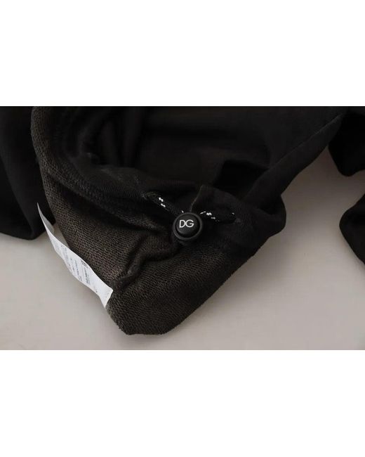 Dolce & Gabbana Black Cotton Logo Hooded Sweatshirt Sweater for men