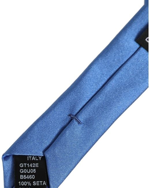 Dolce & Gabbana Men Blue 100% Silk Satin Adjustable Tied Necktie Tie for men