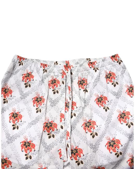 Dolce & Gabbana White Floral Print Cotton Pajama Set Sleepwear for men