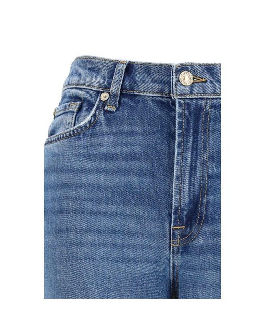 7FOR Blue Cotton Flared Jeans