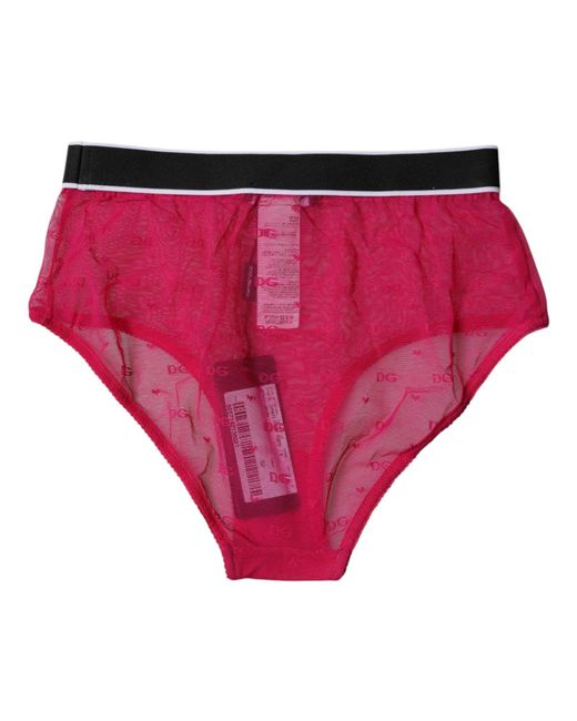Dolce & Gabbana Pink Fuchsia Tulle Nylon Mid Waist Panty Underwear