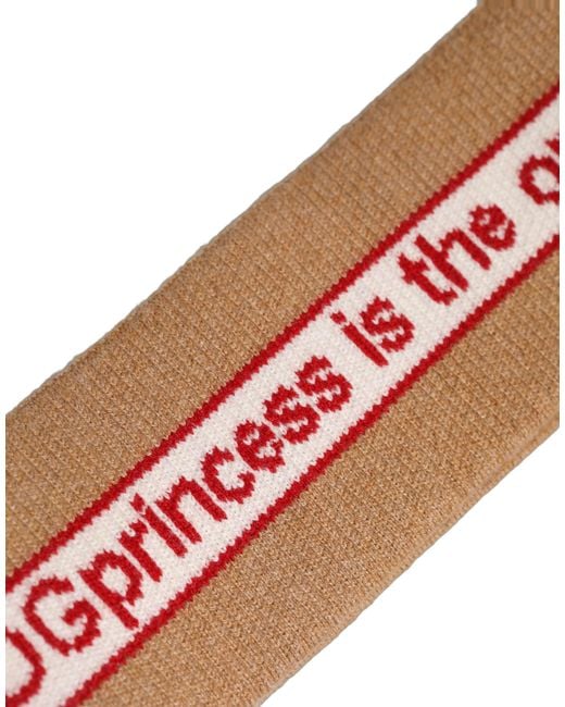 Dolce & Gabbana Beige Cashmere Knitted Embroidered Head Band One Size Hat