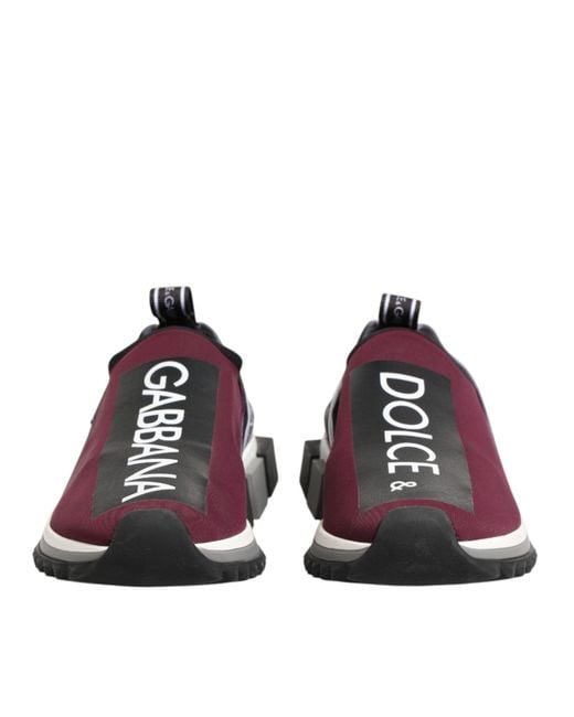 Dolce & Gabbana Purple Maroon Slip On Sorrento Men Sneakers Shoes for men