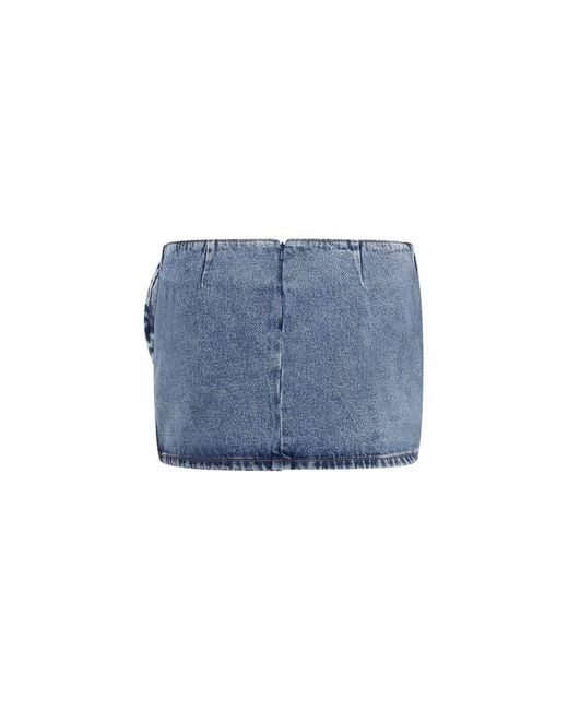Magda Butrym Blue Cotton Mini Skirt