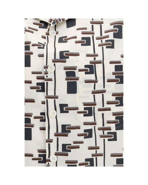 Prada White Beige Cotton Shirt for men