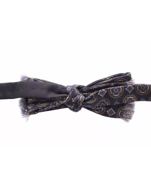 Dolce & Gabbana Black Blue Silk Baroque Fantasi Tied Bow Tie Papillon for men