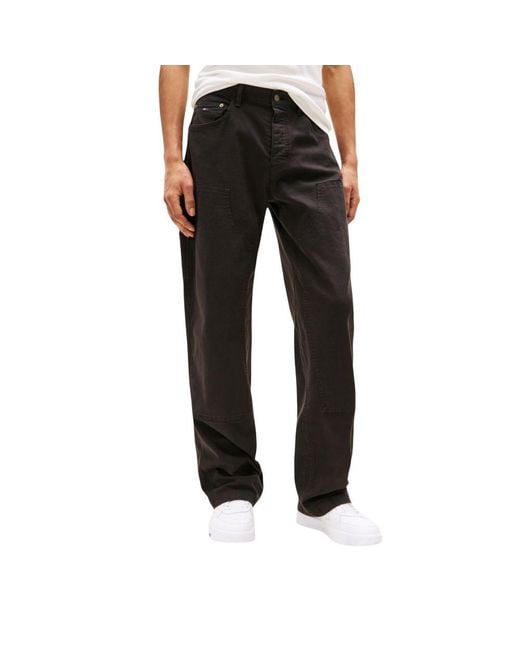 Tommy Hilfiger Black Organic Cotton Casual Pants for men