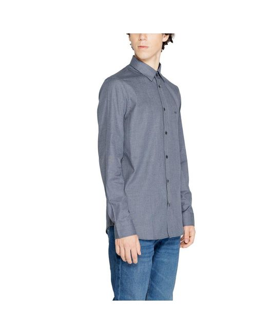 ARMANI EXCHANGE Blue Cotton Dress Shirt for men