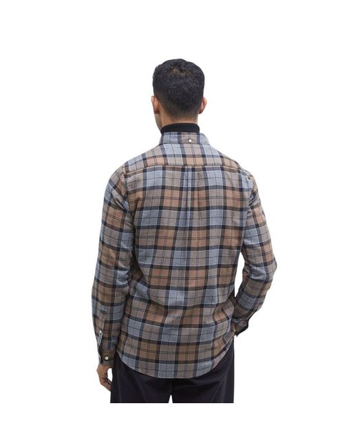 Barbour Gray Beige Cotton Pattern Shirt for men