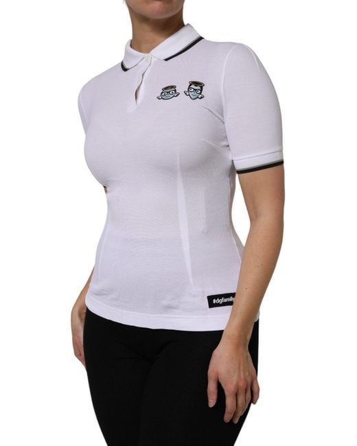 Dolce & Gabbana White Cotton Short Sleeves Collared Polo Top for men