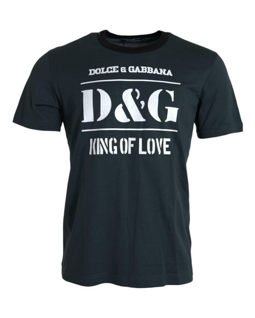 Dolce & Gabbana Black Logo Print Crewneck Short Sleeve T-Shirt for men