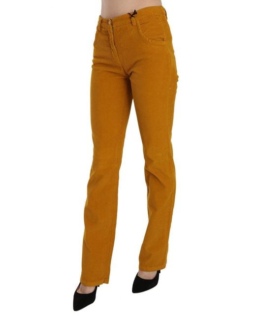 CoSTUME NATIONAL White Orange High Waist Straight Trouser Pants