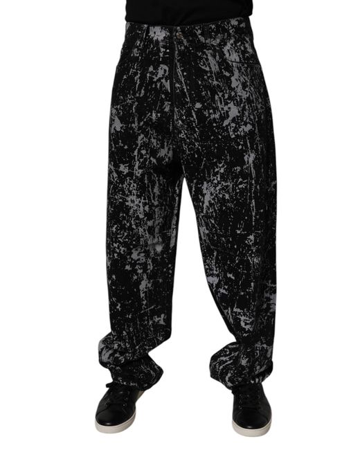 Dolce & Gabbana Black Tie Dye Cotton Straight Men Denim Jeans for men