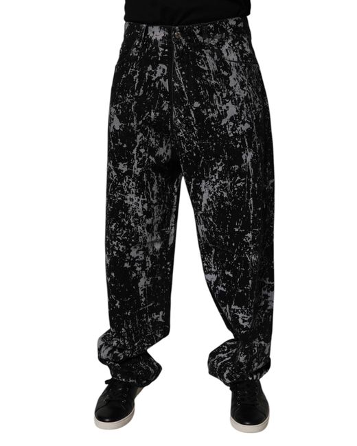 Dolce & Gabbana Black Tie Dye Cotton Straight Men Denim Jeans for men