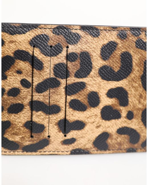Dolce & Gabbana Multicolor Leopard Print Leather Embossed Lanyard Card Holder Wallet for men